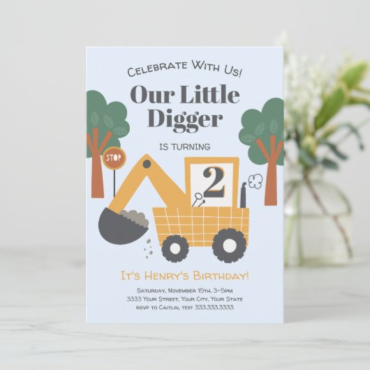 2歳の建築テーマ誕生日パーティー 招待状 (スタンド正面)