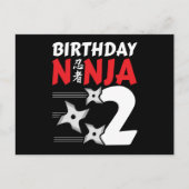2歳の忍者パーティースターズ 子供の2歳誕生日 ポストカード (正面)
