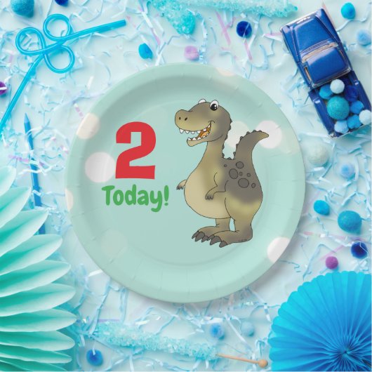 2歳の恐竜の誕生日 - 2回目の誕生日を祝うDino ペーパープレート (パーティー)