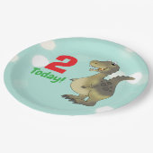2歳の恐竜の誕生日 - 2回目の誕生日を祝うDino ペーパープレート (アングル)