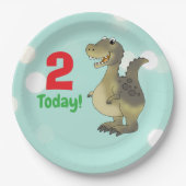 2歳の恐竜の誕生日 - 2回目の誕生日を祝うDino ペーパープレート (正面)