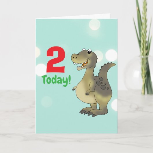 2歳の恐竜の誕生日 - 2歳の誕生日の恐竜デザイン カード (正面)
