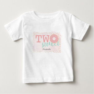 2歳の甘いドーナツピンクガール誕生日 ベビーTシャツ