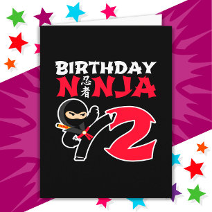 2歳の空手忍者パーティーキッズ2歳の誕生日 カード