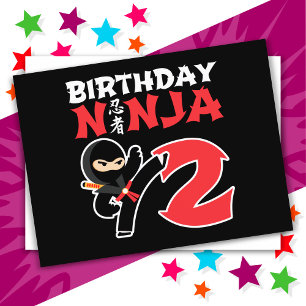 2歳の空手忍者パーティー子供の2歳の誕生日 ポストカード