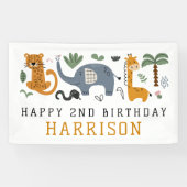 2歳の誕生日おめでとうサファリの動物 横断幕 (横)