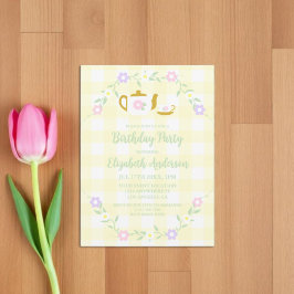 2歳の誕生日おめでとうティータイム ガール 招待状