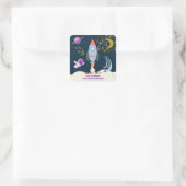 2歳の誕生日おめでとうムーン・ボーイ宇宙ロケット スクエアシール (バッグ)