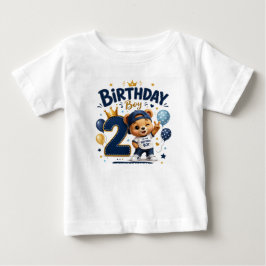 2歳の誕生日おめでとう！かわいいくまのTシャツ ベビーTシャツ