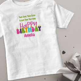 2歳の誕生日おめでとう カラフルなろうそく ガールズ トドラーTシャツ