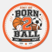 2歳の誕生日おめでとう スポーツ少年 ラウンドシール (正面)
