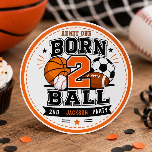 2歳の誕生日おめでとう スポーツ少年 ラウンドシール
