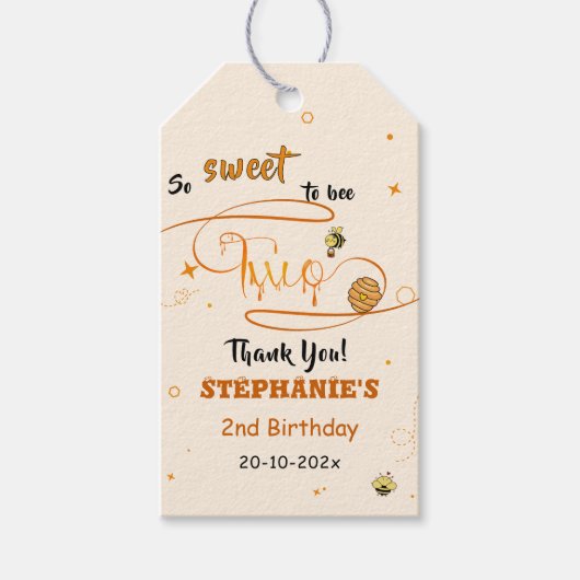 2歳の誕生日おめでとう ビッグハニーBee ギフトタグ (正面)