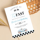 2歳の誕生日おめでとう！ブルーのレーシングカー 招待状