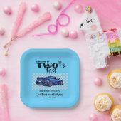 2歳の誕生日おめでとう ブルー スポーツカー ペーパープレート (パーティー)