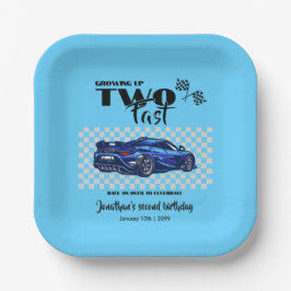 2歳の誕生日おめでとう ブルー スポーツカー ペーパープレート