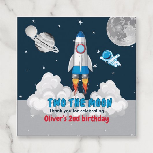 2歳の誕生日おめでとう ムーン・ボーイ・スペース・ロケット フェイバータグ (正面)