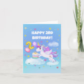 2歳の誕生日おめでとう ユニコーンとバースデーケーキ カード (正面)