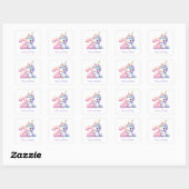 2歳の誕生日おめでとう ユニコーン 娘の2歳の誕生日 スクエアシール (シート)