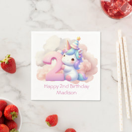 2歳の誕生日おめでとう ユニコーン 娘の2歳の誕生日 スタンダードカクテルナプキン