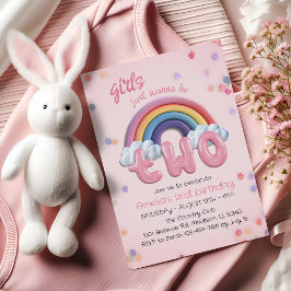 2歳の誕生日おめでとう！レインボーの女の子 招待状