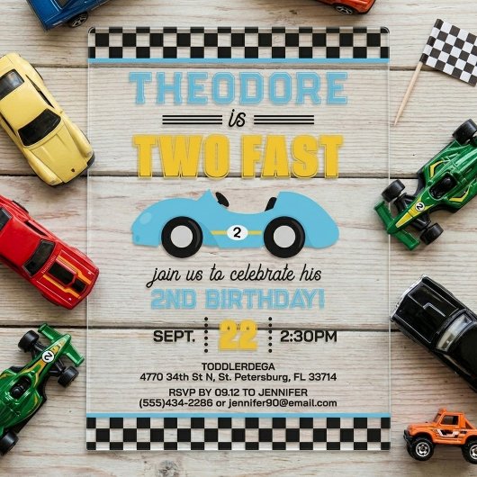 2歳の誕生日おめでとう！レーサー君 アクリル招待状