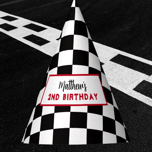 2歳の誕生日おめでとう！レーシングカーボーイ パーティーハット