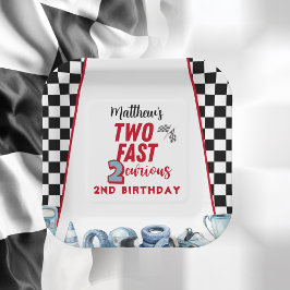 2歳の誕生日おめでとう！レーシングカーボーイ ペーパープレート