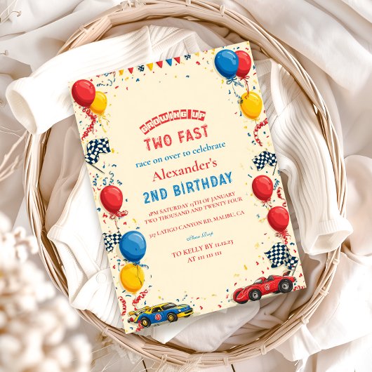 2歳の誕生日おめでとう レーシングカー 招待状