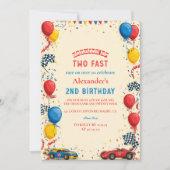 2歳の誕生日おめでとう レーシングカー 招待状 (正面)