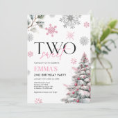 2歳の誕生日おめでとう、冬のピンクの2つの誕生日 招待状 (スタンド正面)
