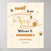 2歳の誕生日おめでとう!可愛いミツバチ ポスター (正面)