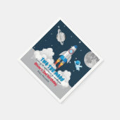 2歳の誕生日おめでとう！少年宇宙ロケット スタンダードカクテルナプキン (角)
