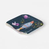 2歳の誕生日おめでとう!少年宇宙ロケット ペーパープレート (傾斜あり)