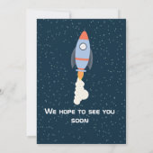 2歳の誕生日おめでとう!少年宇宙ロケット 招待状 (裏面)