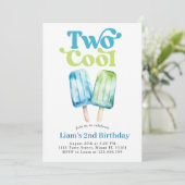 2歳の誕生日おめでとう!涼しげなブルーのポップシクルパーティ 招待状 (スタンド正面)