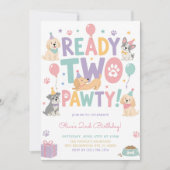 2歳の誕生日おめでとう！犬の誕生日パーティー 招待状 (正面)