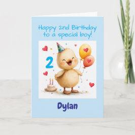 2歳の誕生日おめでとう 男の子 あひるのデザイン カスタマイズ可能 カード