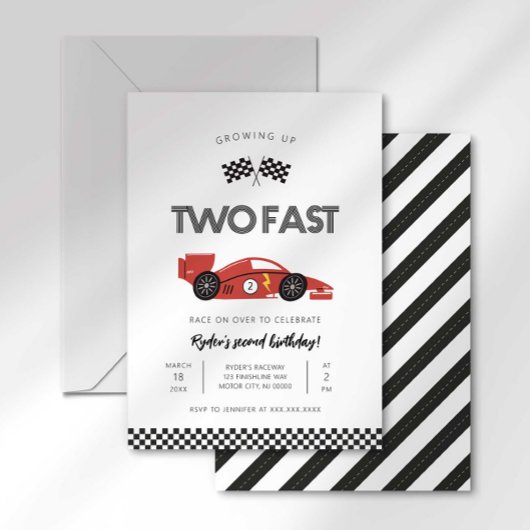 2歳の誕生日おめでとう Two Fast セカンドバースデー招待状 招待状