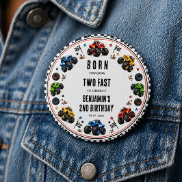 2歳の誕生日おめでとう Two Fast モンスタートラック 缶バッジ
