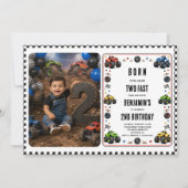 2歳の誕生日おめでとう Two Fast モンストラック 招待状 (正面)