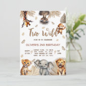 2歳の誕生日おめでとう Wild Safari Animals 招待状 (スタンド正面)