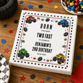 2歳の誕生日おめでとうTwo Fastモンスタートラック スタンダードカクテルナプキン