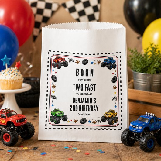 2歳の誕生日おめでとうTwo Fast モンスタートラック フェイバーバッグ