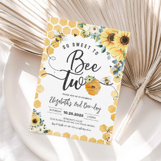 2歳の誕生日お招き状「So Sweet To Bee Two」 招待状