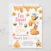 2歳の誕生日お祝いにぴったりな「Too Sweet to be Two」女の子用バースデー招待状 招待状 (正面)