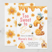 2歳の誕生日お祝いにぴったりな「Too Sweet to be Two」女の子用バースデー招待状 招待状 (正面/裏面)