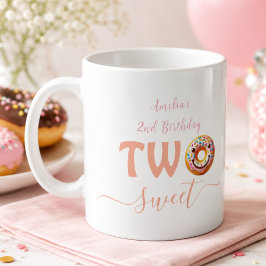 2歳の誕生日お祝いにぴったりな「Two Sweet Donuts」デザイン コーヒーマグカップ