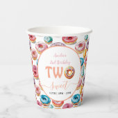 2歳の誕生日お祝いにぴったりな「Two Sweet Donuts」デザイン 紙コップ (裏面)
