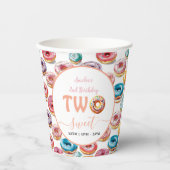 2歳の誕生日お祝いにぴったりな「Two Sweet Donuts」デザイン 紙コップ (正面)